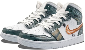 【定制球鞋】Jordan Air Jordan 1 戰地 噴繪 高幫 復古籃球鞋 男款 白灰 Lookbook 【定制球鞋】Jordan Air Jordan 1 戰地 噴繪 高幫 復古籃球鞋 男款 白灰