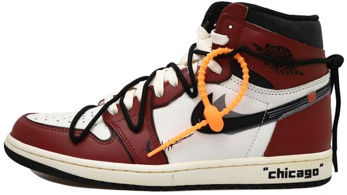 【定制球鞋】 Jordan Air Jordan 1 retro 荊棘三鉤 芝加哥 OW風 掛飾 做舊解構風 高幫 復古籃球鞋 男女同款 黑紅白 Buy 【定制球鞋】 Jordan Air Jordan 1 retro 荊棘三鉤 芝加哥 OW風 掛飾 做舊解構風 高幫 復古籃球鞋 男女同款 黑紅白