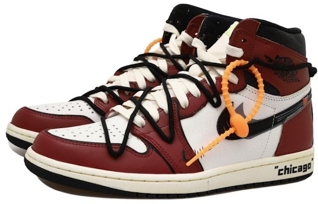 【定制球鞋】 Jordan Air Jordan 1 retro 荊棘三鉤 芝加哥 OW風 掛飾 做舊解構風 高幫 復古籃球鞋 男女同款 黑紅白 Lookbook 【定制球鞋】 Jordan Air Jordan 1 retro 荊棘三鉤 芝加哥 OW風 掛飾 做舊解構風 高幫 復古籃球鞋 男女同款 黑紅白