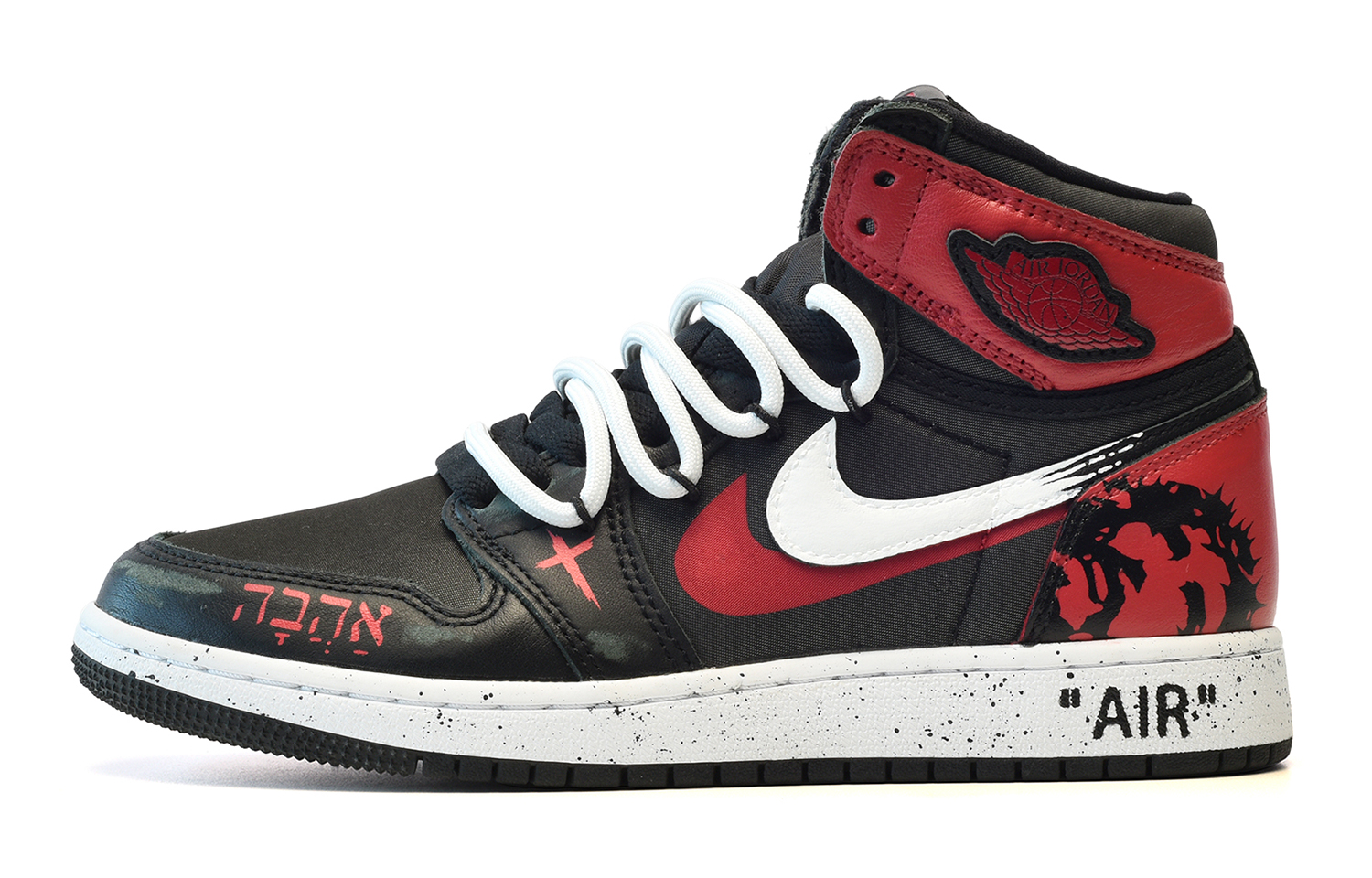 Buy [Sepatu Kustom] Air Jordan 1 Retro High 'Chinese Valentine Merah & Hitam' 575441-060(TeamE-女款红与黑红黑白)