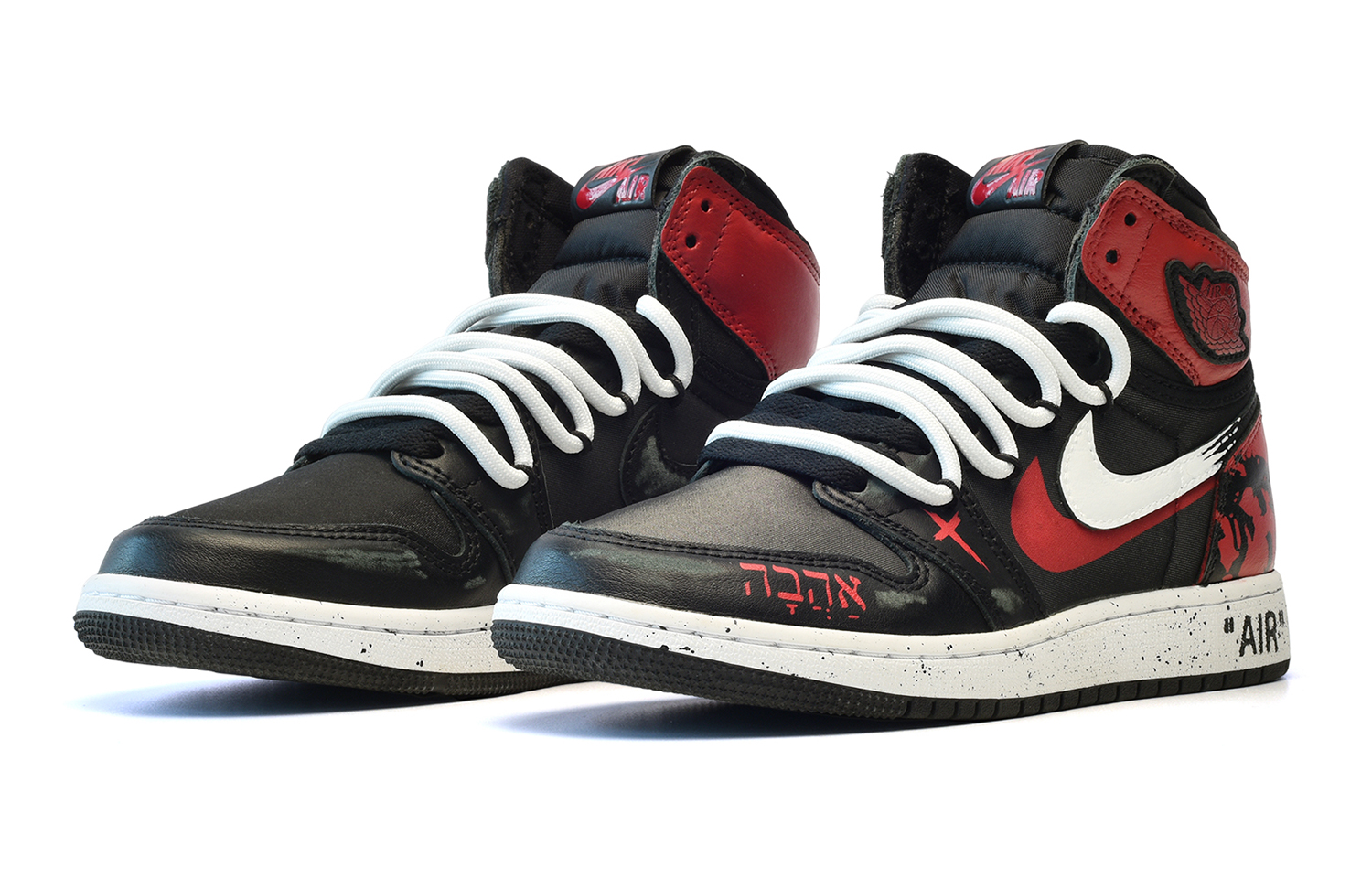 Lookbook [Sepatu Kustom] Air Jordan 1 Retro High 'Chinese Valentine Merah & Hitam' 575441-060(TeamE-女款红与黑红黑白)