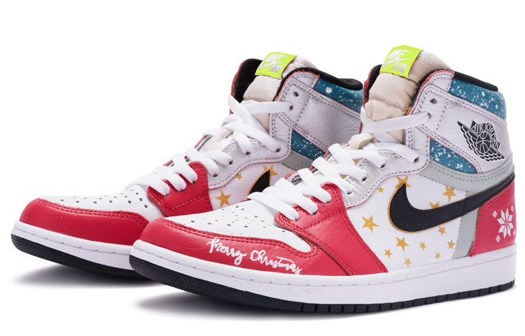 Shop Jordan 1 Retro High "Noche Estrellada" Navidad 555088-603(TeamR-圣诞星夜男女S-BOX)
