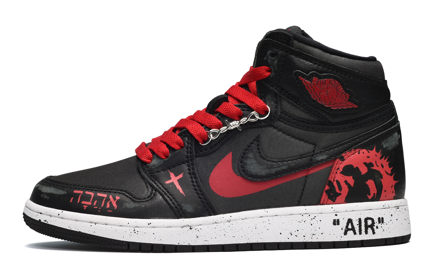 Buy 커스텀 에어 조던 1 레트로 '고딕 십자가' (or) 고딕 십자가 조던 1 575441-060(TeamE-女款十字架红黑)