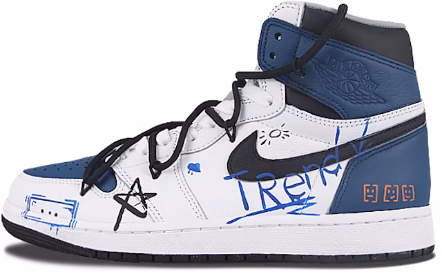 【定制球鞋】 Jordan Air Jordan 1 High 塗鴉宇宙 高幫 解構 防滑耐磨 復古籃球鞋 男女同款 白藍 Buy 【定制球鞋】 Jordan Air Jordan 1 High 塗鴉宇宙 高幫 解構 防滑耐磨 復古籃球鞋 男女同款 白藍