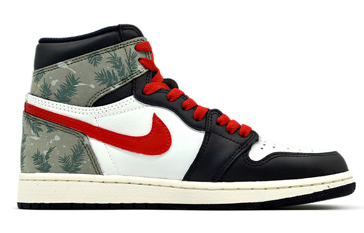 Order [Sepatu Custom] Air Jordan 1 Retro High 'Pine Branch Spray Lukis Natal' 555088-033(TeamR-松树枝喷涂)