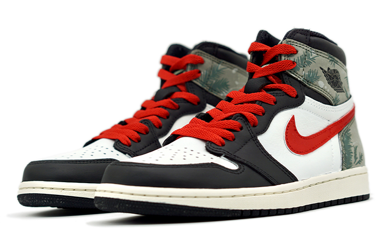 Lookbook [Sepatu Custom] Air Jordan 1 Retro High 'Pine Branch Spray Lukis Natal' 555088-033(TeamR-松树枝喷涂)