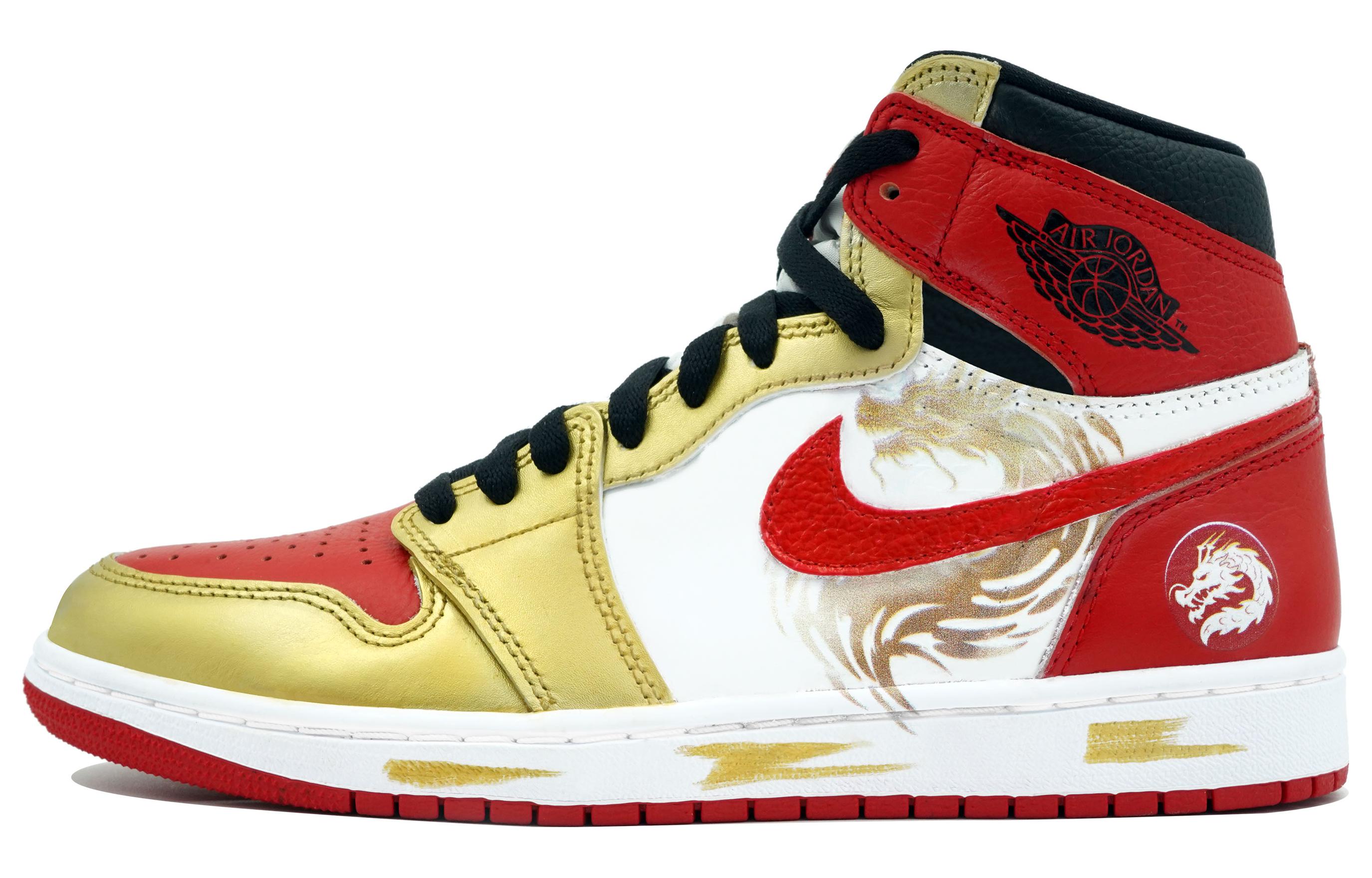 Buy [Sepatu Kustom] Air Jordan 1 Retro High 'Tahun Naga' 555088-161(Team113-金龙）
