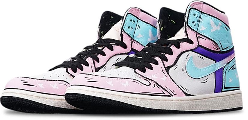 에어 조던 1 레트로 OG '애니메이션 나비 보라-파랑' 커스텀 555088-702(Teamone-高帮蝴蝶忍) Lookbook 에어 조던 1 레트로 OG '애니메이션 나비 보라-파랑' 커스텀 555088-702(Teamone-高帮蝴蝶忍)
