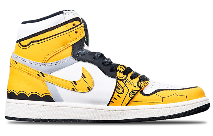 Order カスタムAJ1 ハイ OG "アニメホーネット" (黄白) 555088-702(Teamone-高帮黄蜂)