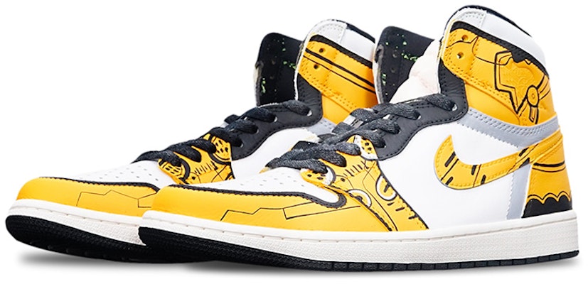 에어 조던 1 레트로 OG '애니메이션 호넷 옐로우 화이트' (커스텀) 555088-702(Teamone-高帮黄蜂) Lookbook 에어 조던 1 레트로 OG '애니메이션 호넷 옐로우 화이트' (커스텀) 555088-702(Teamone-高帮黄蜂)