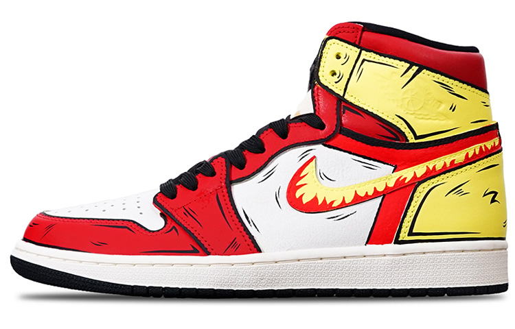 Buy [Kasut Custom] Air Jordan 1 Retro High OG 'Anime Merah Kuning' 555088-702(Teamone-高帮杏寿郎)