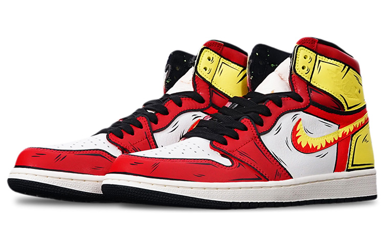 Lookbook [Kasut Custom] Air Jordan 1 Retro High OG 'Anime Merah Kuning' 555088-702(Teamone-高帮杏寿郎)