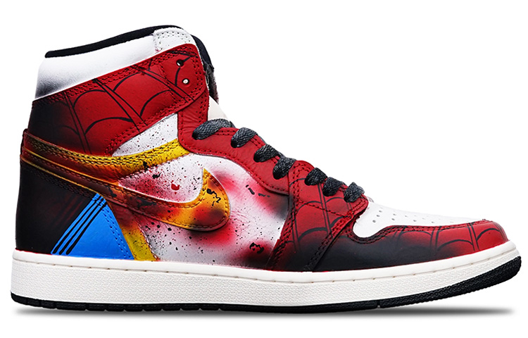 Order [Kasut Custom] Air Jordan 1 Retro High OG 'Anime Laba-laba Merah-Putih' 555088-702(Teamone-高帮蜘蛛)