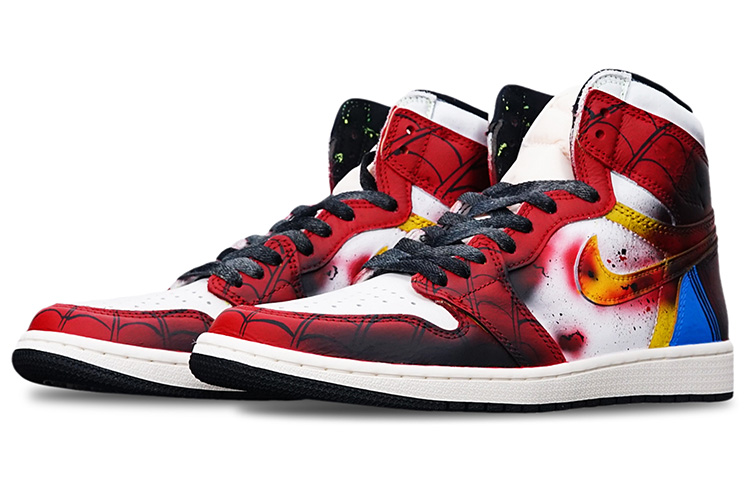 Lookbook [Kasut Custom] Air Jordan 1 Retro High OG 'Anime Laba-laba Merah-Putih' 555088-702(Teamone-高帮蜘蛛)