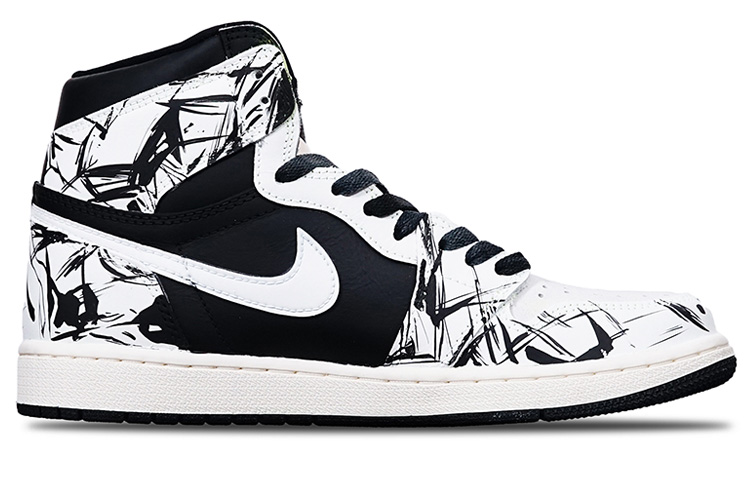 Order カスタムAJ1 レトロ ハイ OG "ブラックホワイトメカニカル" 555088-702(Teamone-高帮黑白赛博)