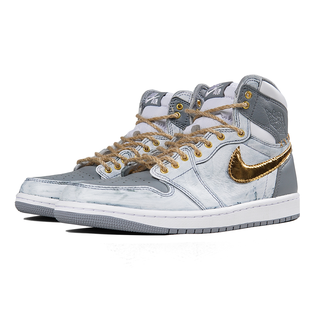 Lookbook [Kasut Custom] Air Jordan 1 Retro High OG 'Cai Shen' 555088-037(TeamP-白灰金勾）