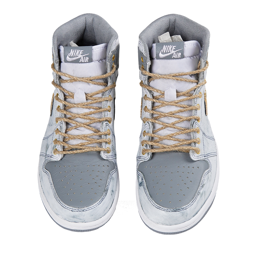 Shop [Kasut Custom] Air Jordan 1 Retro High OG 'Cai Shen' 555088-037(TeamP-白灰金勾）