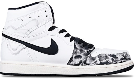 【定制球鞋】 Jordan Air Jordan 1 Retro High OG 中國風 水墨漁舟 高幫 復古籃球鞋 男女同款 黑白 Order 【定制球鞋】 Jordan Air Jordan 1 Retro High OG 中國風 水墨漁舟 高幫 復古籃球鞋 男女同款 黑白