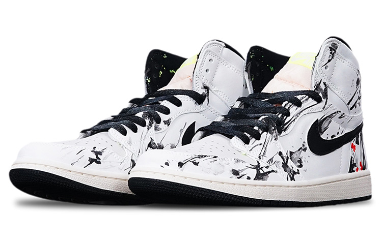 Lookbook [Kasut Custom] Air Jordan 1 Retro High OG 'Tinta Cina Bunga Plum' 555088-702(Teamone-高帮泼墨梅花)