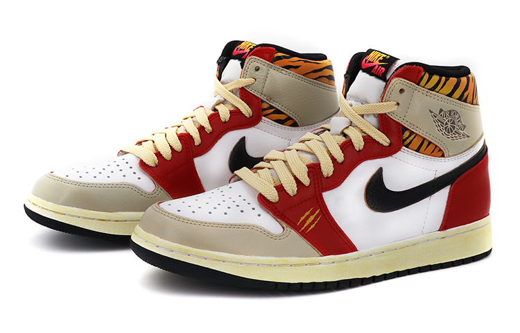 Shop [Sepatu Kustom] Air Jordan 1 Retro High OG 'Tahun Baru Imlek Harimau Hitam Putih' 555088-603(TeamK-白虎虎年限定S-BOX)