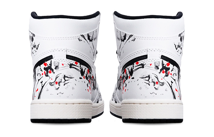 Shop [Kasut Custom] Air Jordan 1 Retro High OG 'Tinta Cina Bunga Plum' 555088-702(Teamone-高帮泼墨梅花)