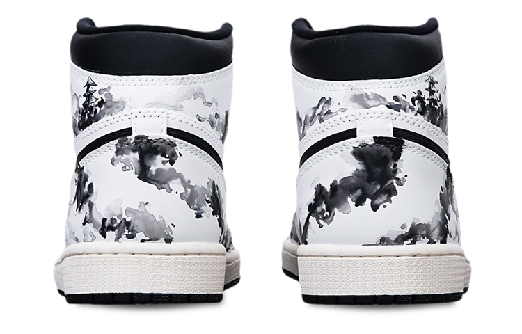 Shop [Kasut Custom] Air Jordan 1 Retro High OG 'Menara Dakwat Cina' 555088-702(Teamone-高帮水墨宝塔)