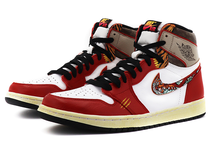 Lookbook [定制鞋] Air Jordan 1 复古高帮 OG '农历新年虎' 555088-603(TeamK-CNY祥云黑红)