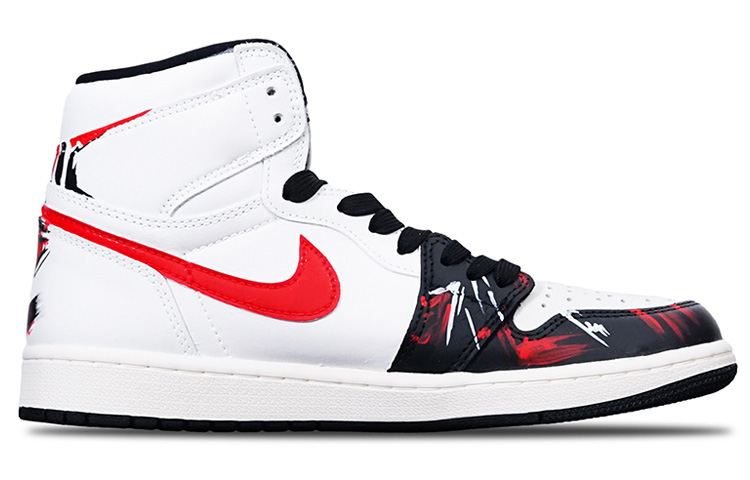 Order 【定制球鞋】 Jordan Air Jordan 1 Retro High OG 賽博朋克紅鉤 高筒 復古籃球鞋 男女同款 黑白