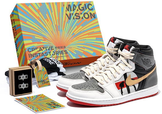 【定製球鞋】Jordan Air Jordan 1 Retro High OG 野鶴製造 藝術抽象主題 塗鴉抽象風 高幫 復古籃球鞋 男女同款 灰紅 Buy 【定製球鞋】Jordan Air Jordan 1 Retro High OG 野鶴製造 藝術抽象主題 塗鴉抽象風 高幫 復古籃球鞋 男女同款 灰紅