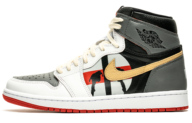 Order [Sepatu Kustom] Air Jordan 1 Retro High OG 'Abstrak Grafiti Abu-Putih' 555088-161(TeamB-男女款灰红涂鸦N-BOX)