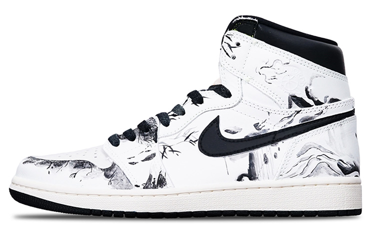 Buy [Zapatillas Personalizadas] Air Jordan 1 Retro High OG 'Tinta Bambú' 555088-702(Teamone-高帮水墨竹叶)
