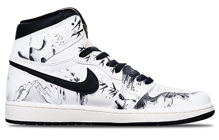 Order [Zapatillas Personalizadas] Air Jordan 1 Retro High OG 'Tinta Bambú' 555088-702(Teamone-高帮水墨竹叶)
