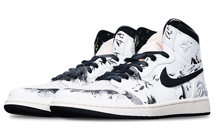 Lookbook [Zapatillas Personalizadas] Air Jordan 1 Retro High OG 'Tinta Bambú' 555088-702(Teamone-高帮水墨竹叶)