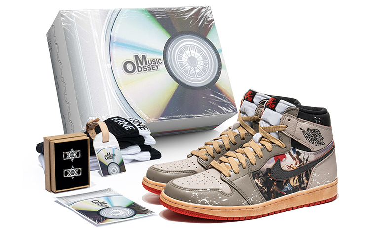 Buy 커스텀 조던 1 레트로 OG '오일 페인팅 블랙 레드 토' 555088-161(TeamB-专辑油画灰棕O-BOX)