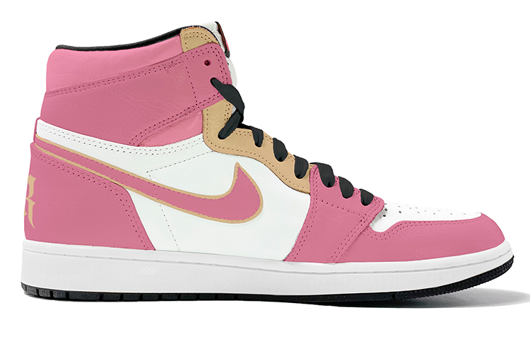 Order 에어 조던 1 레트로 OG '핑크 골드 레터링' (커스텀) 555088-603(TeamK-二次元)