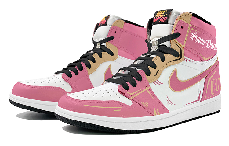 Lookbook 에어 조던 1 레트로 OG '핑크 골드 레터링' (커스텀) 555088-603(TeamK-二次元)