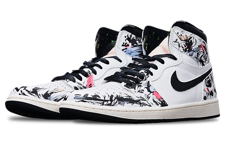 Lookbook 【訂製球鞋】 Jordan Air Jordan 1 Retro High OG "Volt" 潑墨機械風 高幫 復古籃球鞋 男女同款 黑紅