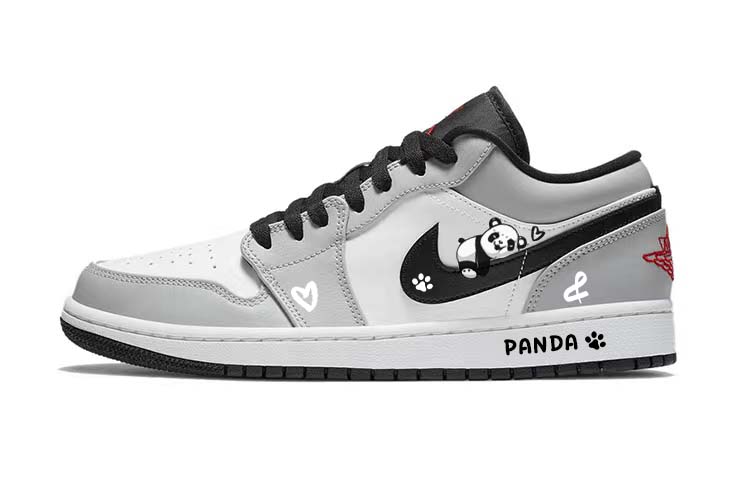 Buy カスタムAJ1 ロー "レイジーパンダ" 553558-030(Team56-慵懒大熊猫)