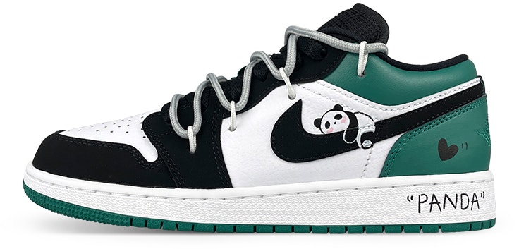 custom-shoes-air-jordan-1-retro-low-panda-black-green-toe
