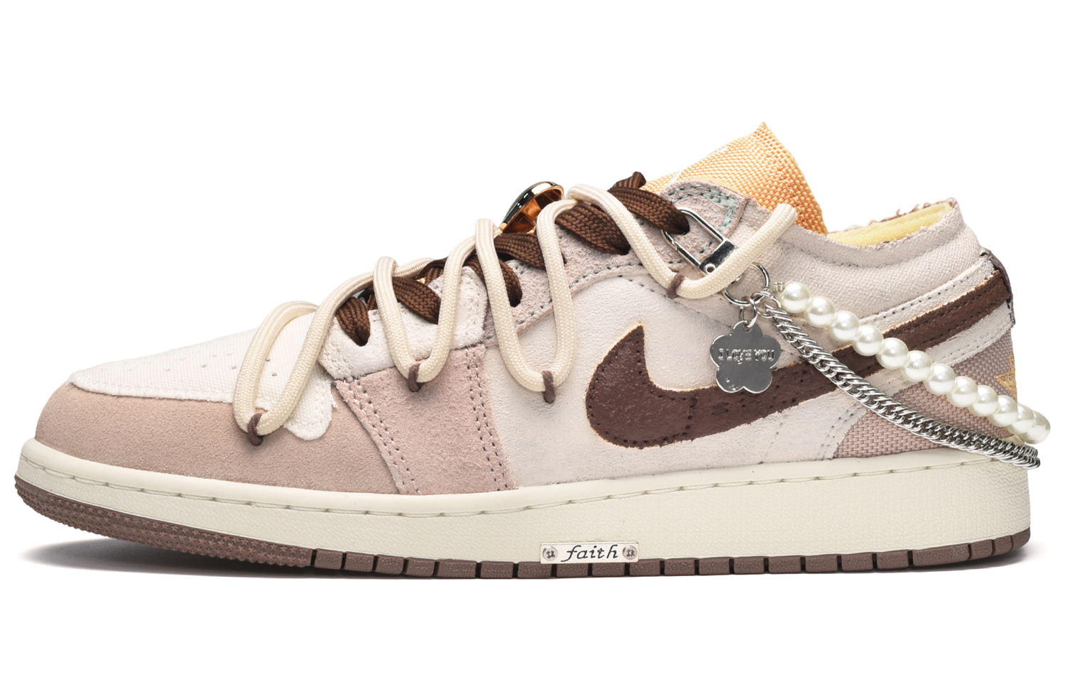 Buy [定制鞋款] Air Jordan 1 复古低帮“珍珠巧克力紫-白-棕” DN1635-200(TeamE-男款珍珠巧克力紫白棕)