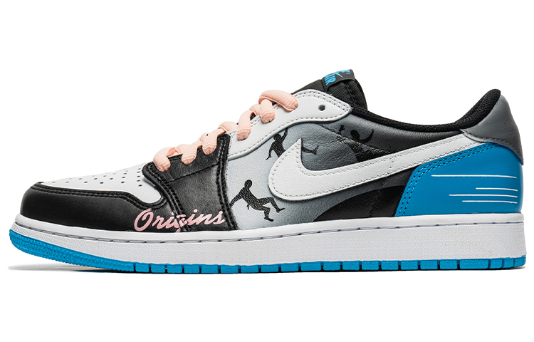 Order [Kasut Custom] Air Jordan 1 Retro Low OG 'Grafiti Abstrak Hitam Perak' CZ0790-104(TeamB-男女款黑银渐变O-BOX)