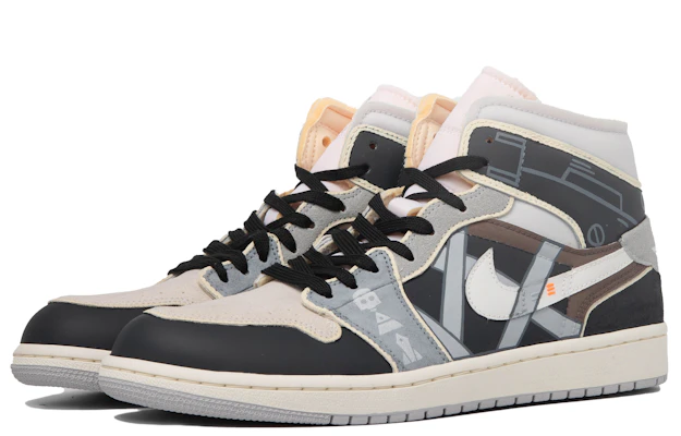 【定制球鞋】Jordan Air Jordan 1 Mid 達芬奇定制 特殊鞋盒 裂縫之外 機能 解構 中幫 復古籃球鞋 男款 黑灰 Shop 【定制球鞋】Jordan Air Jordan 1 Mid 達芬奇定制 特殊鞋盒 裂縫之外 機能 解構 中幫 復古籃球鞋 男款 黑灰