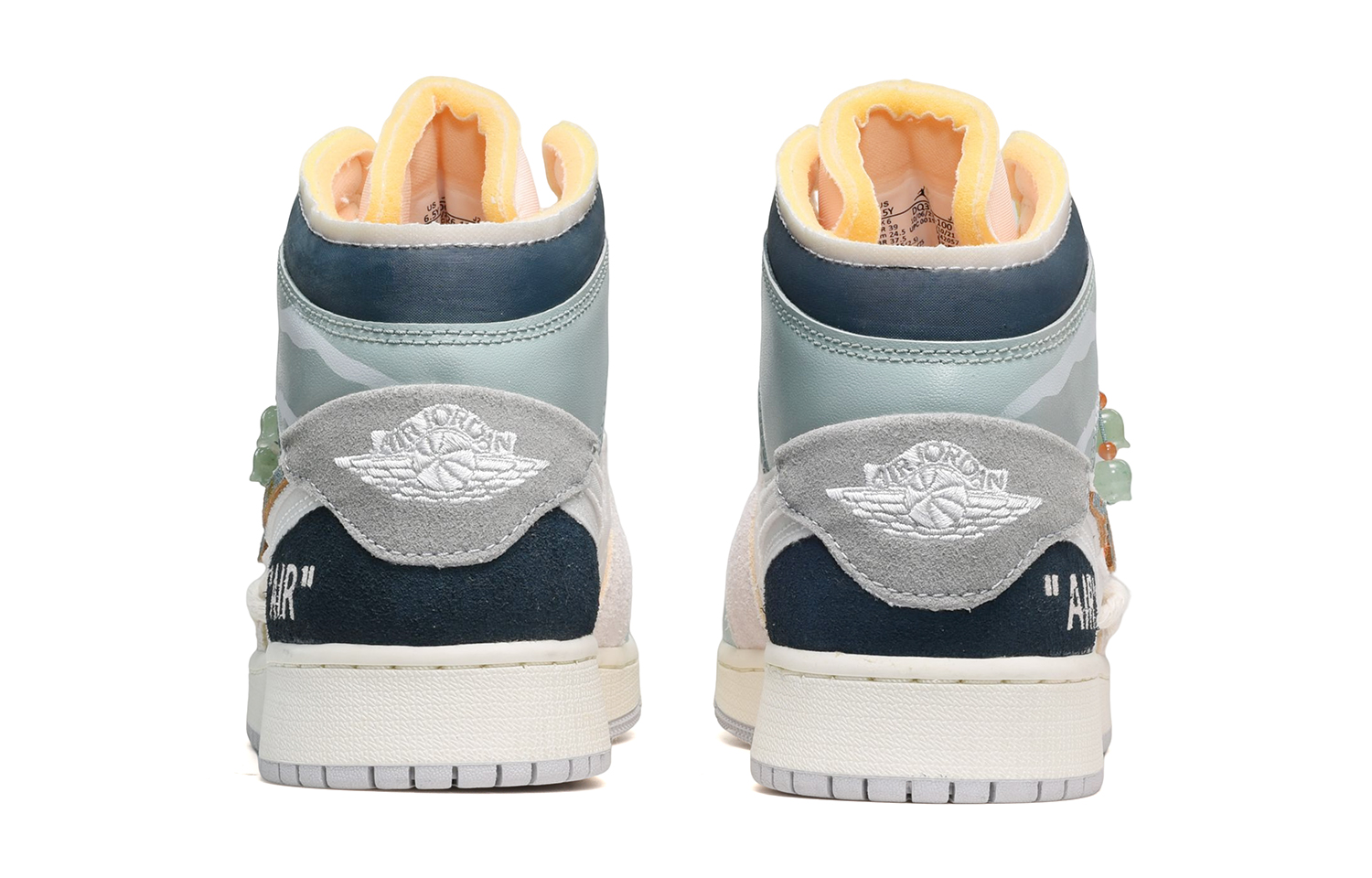 Purchase 【定制球鞋】 Jordan Air Jordan 1 Mid 卡斯製造 CNY兔年限定 玉掛件 復古籃球鞋 GS 灰白藍