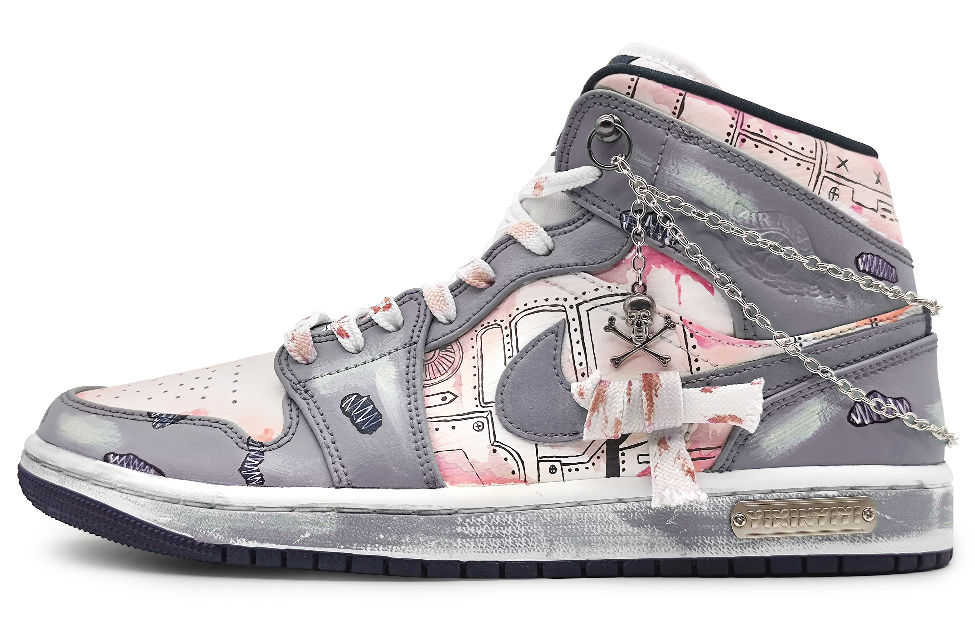 Buy [定制鞋] Air Jordan CLOT x 1 Mid '和平之歌红锈紫' 554724-174(Team16-和平之歌红锈紫)