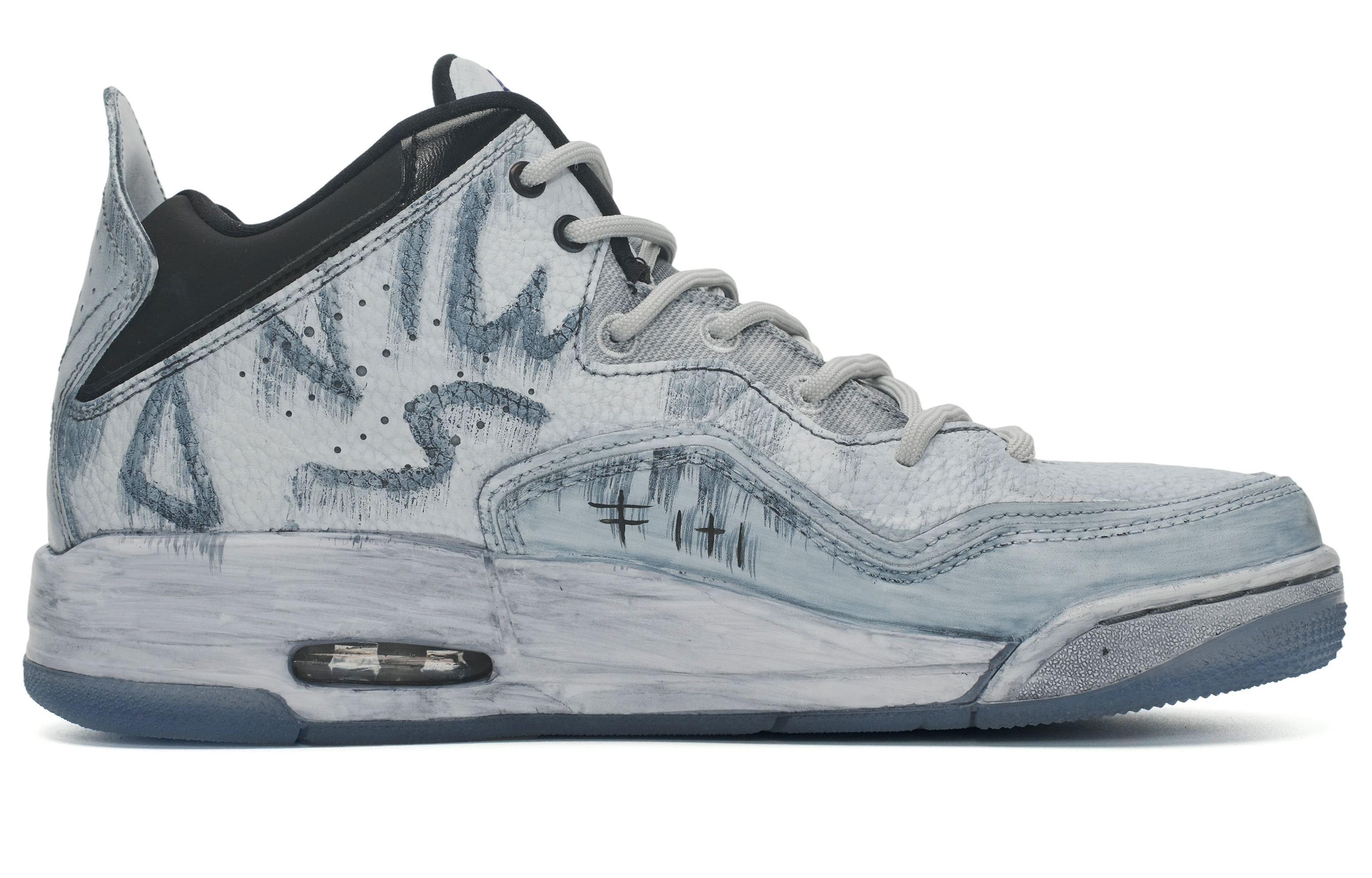 Order [Sepatu Kustom] Air Jordan Courtside 23 'Cement Wall Street Graffiti Abu-Putih-Hitam' AR1000-104(Team35-水泥墙街头涂鸦）