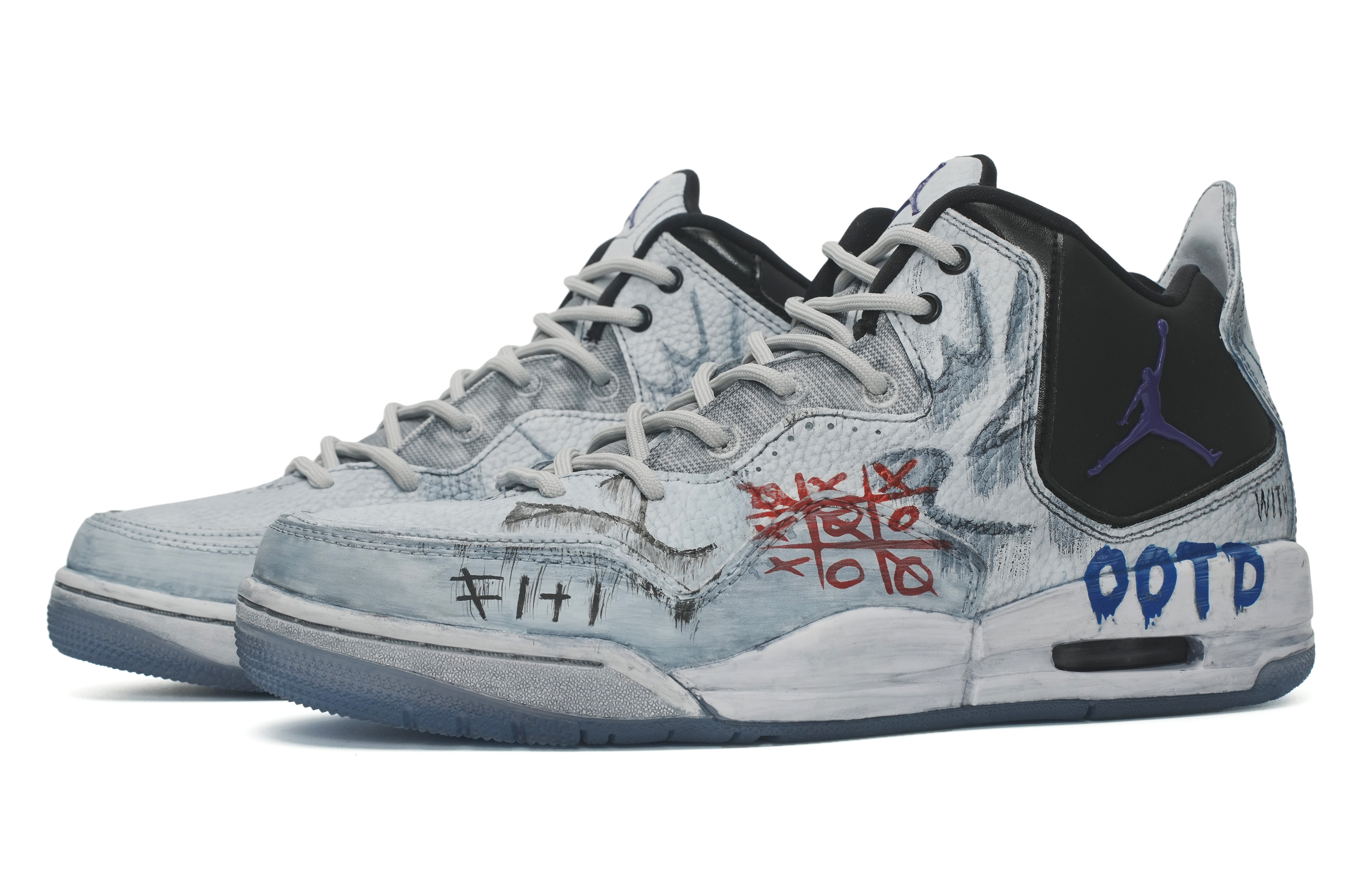 Lookbook [Sepatu Kustom] Air Jordan Courtside 23 'Cement Wall Street Graffiti Abu-Putih-Hitam' AR1000-104(Team35-水泥墙街头涂鸦）