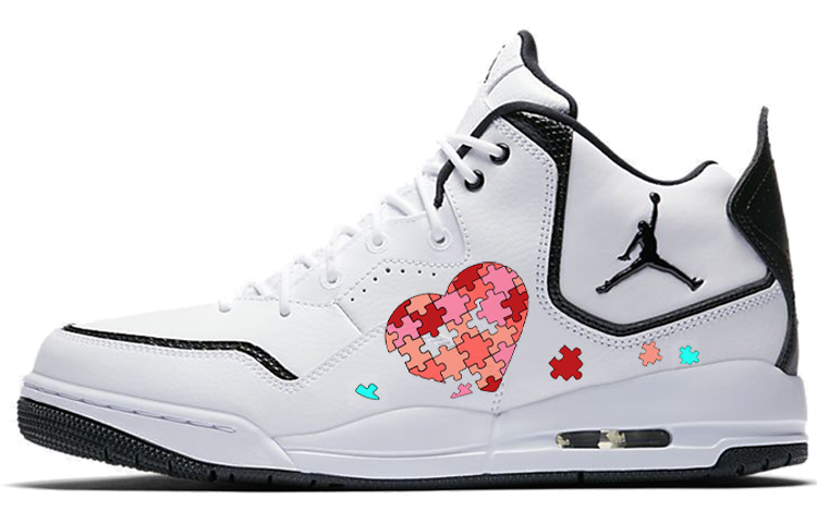 Buy 【客製球鞋】 Jordan Courtside 23 像素愛心 潮流百搭 防滑耐磨 中筒 復古籃球鞋 男款 白紅粉