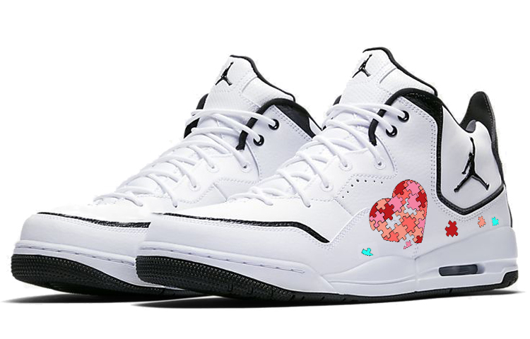 Lookbook 【客製球鞋】 Jordan Courtside 23 像素愛心 潮流百搭 防滑耐磨 中筒 復古籃球鞋 男款 白紅粉