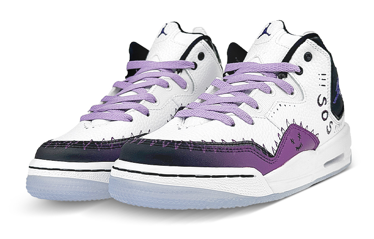 Shop 【定制球鞋】Jordan Courtside 23 SOS 越獄兔 漸變 禮盒 中幫 復古籃球鞋 GS 黑白紫