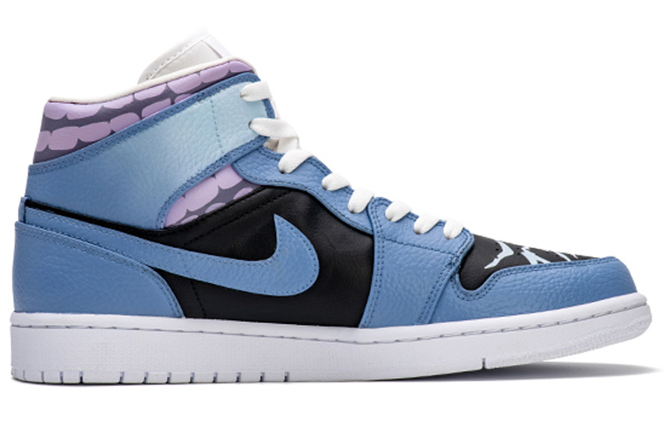 Order 【カスタムシューズ】エアジョーダン1 ミッド ブルーブラック 'うちはサスケ - ナルト' 554724-130(TeamB-火影忍者佐助)